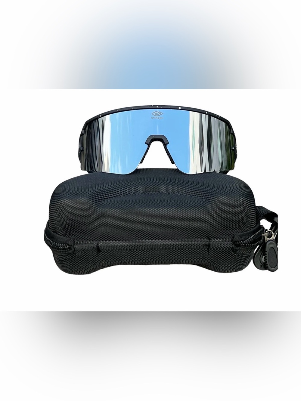 Polished Silver Mirrored Shield Sunglasses